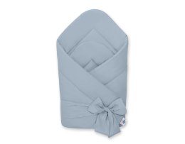 My Sweet Baby Dwustronny rożek dla niemowląt miękki bawełniany z wiązaniem - brudny niebieski