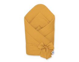 My Sweet Baby Dwustronny rożek dla niemowląt miękki bawełniany z wiązaniem - musztardowy