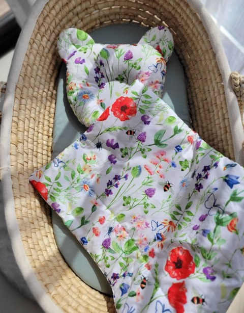 My Sweet Baby Kołderka z wypełnieniem i poduszka profilowana Miś - zestaw 2cz. - łąka