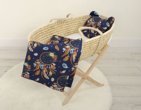 My Sweet Baby Kołderka z wypełnieniem i poduszka profilowana Miś - zestaw 2cz. - łapacze snów granatowe