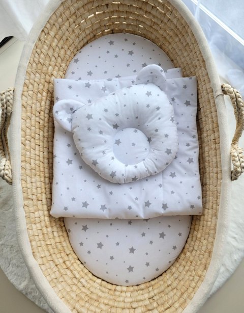 My Sweet Baby Kołderka z wypełnieniem i poduszka profilowana Miś - zestaw 2cz. - mini gwiazdki szare