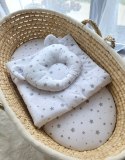 My Sweet Baby Kołderka z wypełnieniem i poduszka profilowana Miś - zestaw 2cz. - mini gwiazdki szare
