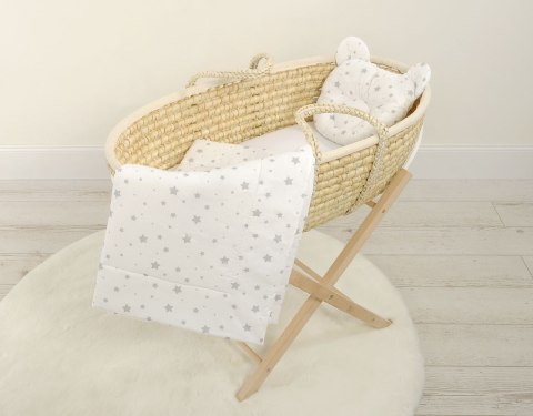 My Sweet Baby Kołderka z wypełnieniem i poduszka profilowana Miś - zestaw 2cz. - mini gwiazdki szare