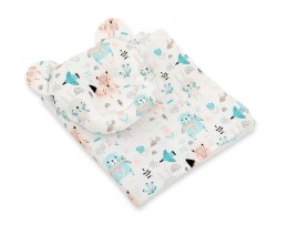 My Sweet Baby Kołderka z wypełnieniem i poduszka profilowana Miś - zestaw 2cz. - misie niebieskie