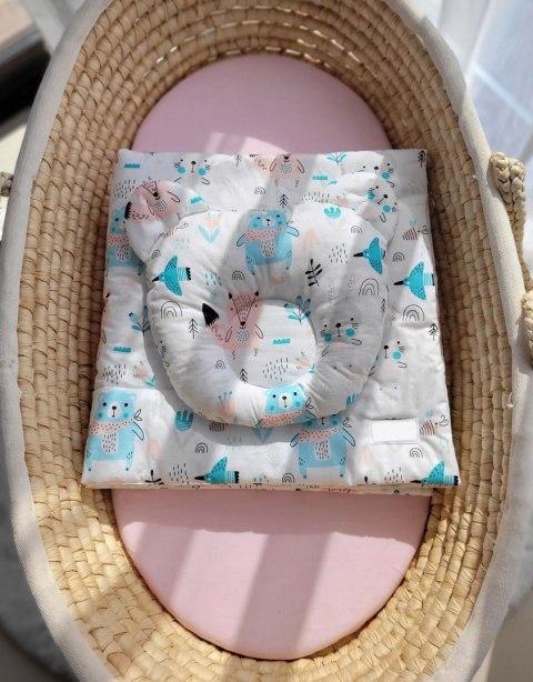 My Sweet Baby Kołderka z wypełnieniem i poduszka profilowana Miś - zestaw 2cz. - misie niebieskie