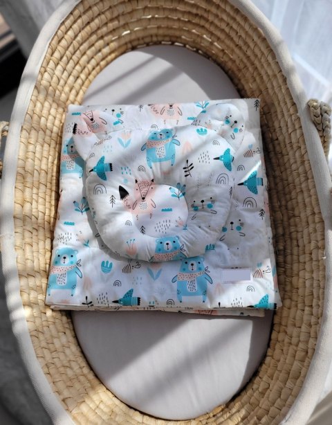 My Sweet Baby Kołderka z wypełnieniem i poduszka profilowana Miś - zestaw 2cz. - misie niebieskie