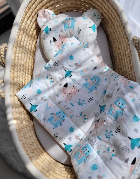 My Sweet Baby Kołderka z wypełnieniem i poduszka profilowana Miś - zestaw 2cz. - misie niebieskie