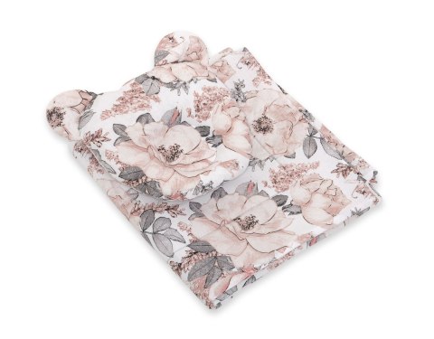 My Sweet Baby Kołderka z wypełnieniem i poduszka profilowana Miś - zestaw 2cz. - róże sepia