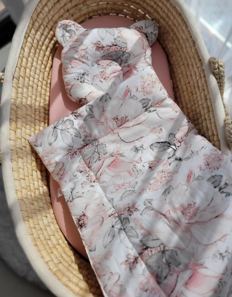 My Sweet Baby Kołderka z wypełnieniem i poduszka profilowana Miś - zestaw 2cz. - róże sepia