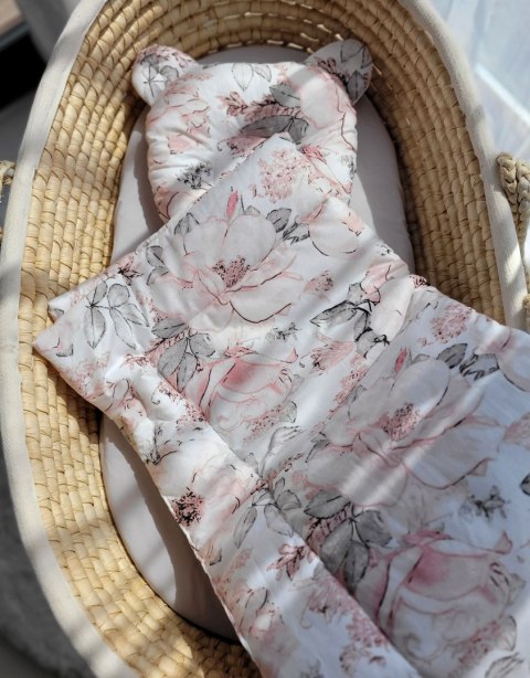 My Sweet Baby Kołderka z wypełnieniem i poduszka profilowana Miś - zestaw 2cz. - róże sepia