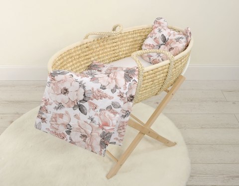 My Sweet Baby Kołderka z wypełnieniem i poduszka profilowana Miś - zestaw 2cz. - róże sepia