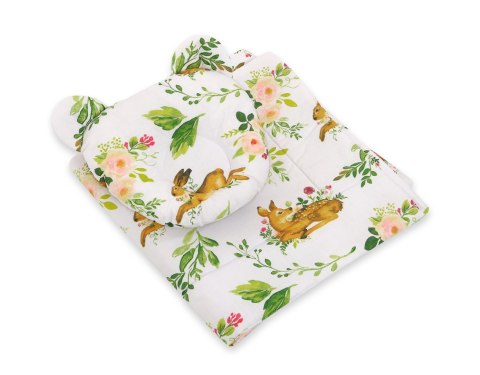 My Sweet Baby Kołderka z wypełnieniem i poduszka profilowana Miś - zestaw 2cz. - w lesie