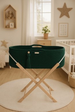 My Sweet Baby Kosz Mojżesza BOHO Handmade ze stojakiem - butelkowa zieleń