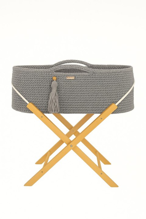 My Sweet Baby Kosz Mojżesza BOHO Handmade ze stojakiem - ciemny szary