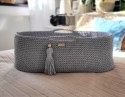 My Sweet Baby Kosz Mojżesza BOHO Handmade ze stojakiem - ciemny szary