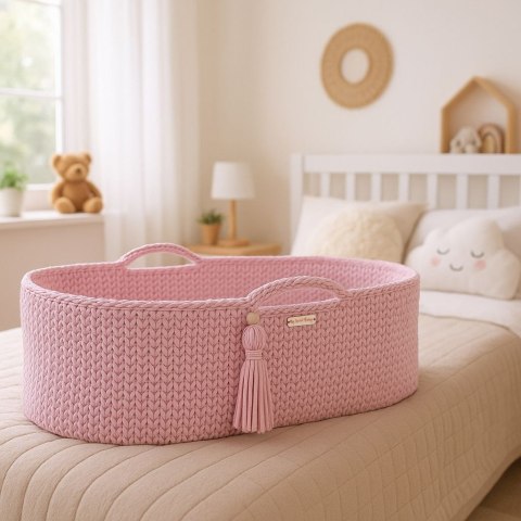 My Sweet Baby Kosz Mojżesza BOHO Handmade ze stojakiem - różowy