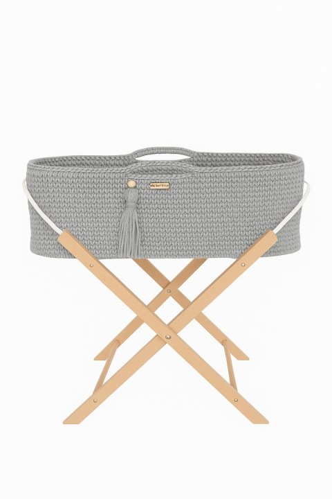 My Sweet Baby Kosz Mojżesza BOHO Handmade ze stojakiem - szary