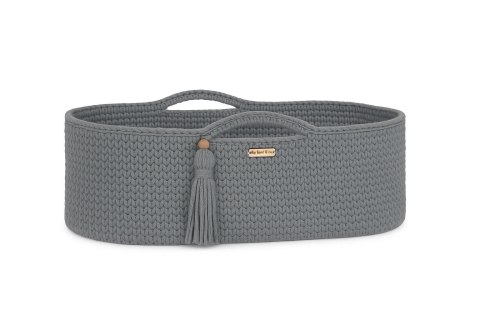 My Sweet Baby Kosz Mojżesza BOHO bawełniany Handmade z materacykiem - ciemny szary