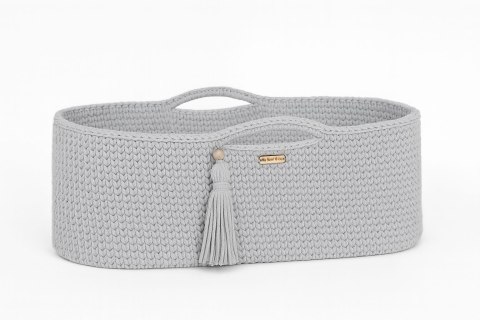 My Sweet Baby Kosz Mojżesza BOHO bawełniany Handmade z materacykiem - jasny szary