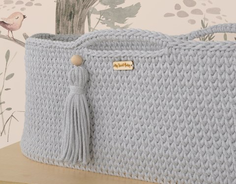 My Sweet Baby Kosz Mojżesza BOHO bawełniany Handmade z materacykiem - szary