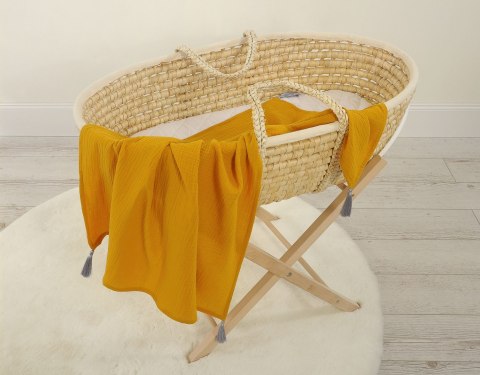 My Sweet Baby Muślinowy kocyk dla niemowląt z chwostami - musztardowy