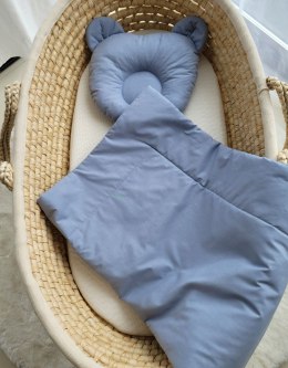 My Sweet Baby Pościel dla niemowląt z wypełnieniem kołderka i poduszka profilowana Miś - 2 cz. - brudny niebieski