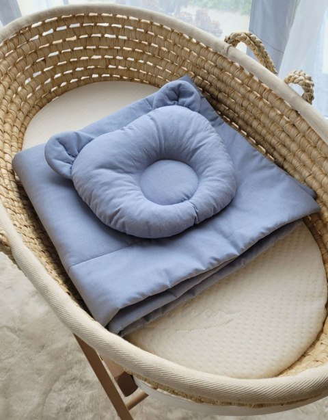 My Sweet Baby Pościel dla niemowląt z wypełnieniem kołderka i poduszka profilowana Miś - 2 cz. - brudny niebieski