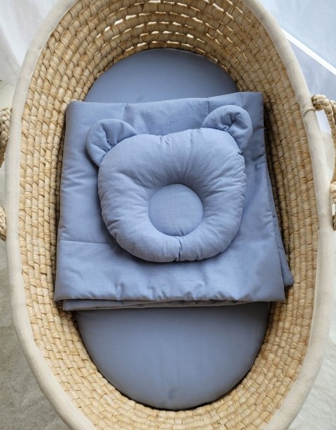 My Sweet Baby Pościel dla niemowląt z wypełnieniem kołderka i poduszka profilowana Miś - 2 cz. - brudny niebieski