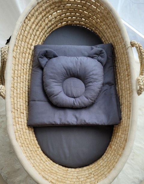 My Sweet Baby Pościel dla niemowląt z wypełnieniem kołderka i poduszka profilowana Miś - zestaw 2cz. - antracyt