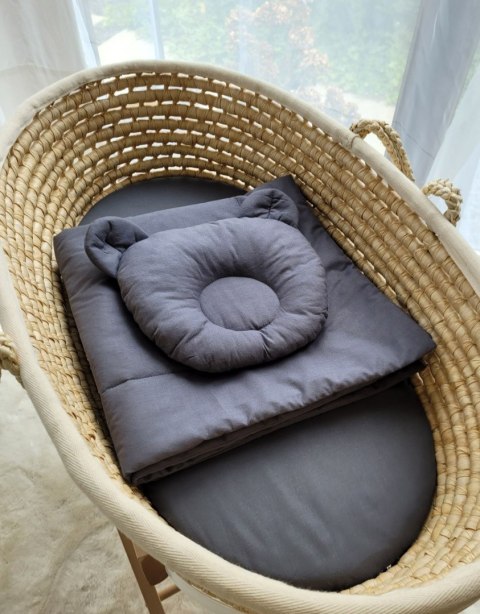 My Sweet Baby Pościel dla niemowląt z wypełnieniem kołderka i poduszka profilowana Miś - zestaw 2cz. - antracyt