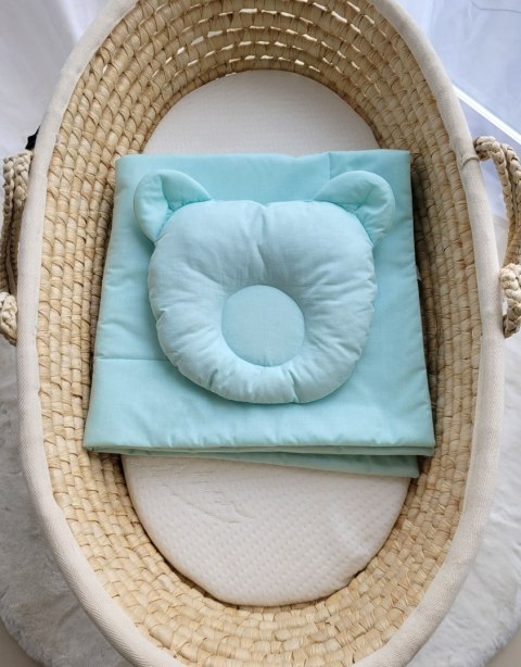 My Sweet Baby Pościel dla niemowląt z wypełnieniem kołderka i poduszka profilowana Miś - zestaw 2cz. - miętowy