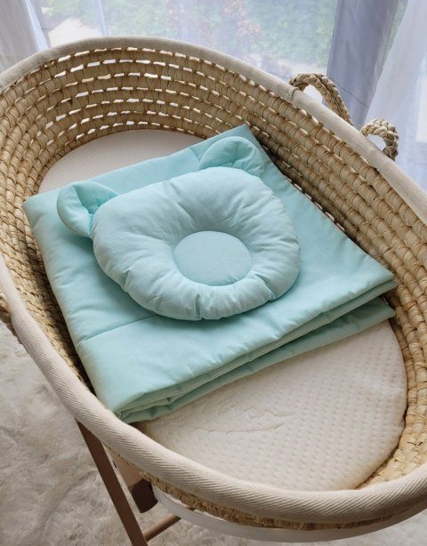 My Sweet Baby Pościel dla niemowląt z wypełnieniem kołderka i poduszka profilowana Miś - zestaw 2cz. - miętowy