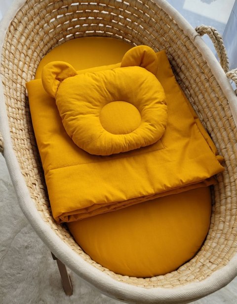 My Sweet Baby Pościel dla niemowląt z wypełnieniem kołderka i poduszka profilowana Miś - zestaw 2cz. - musztardowy