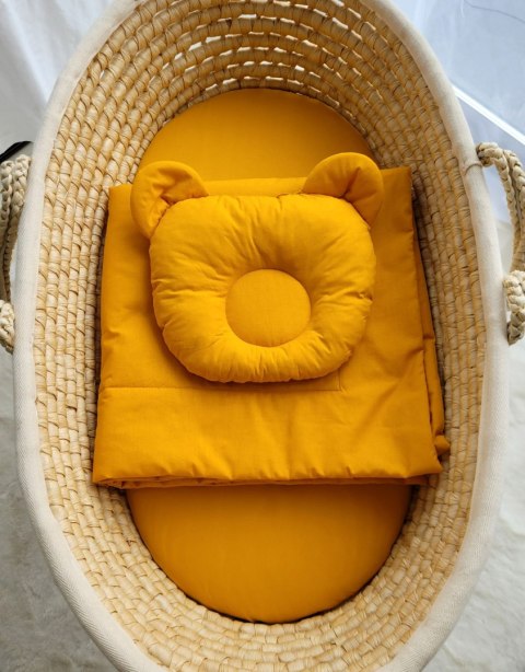 My Sweet Baby Pościel dla niemowląt z wypełnieniem kołderka i poduszka profilowana Miś - zestaw 2cz. - musztardowy