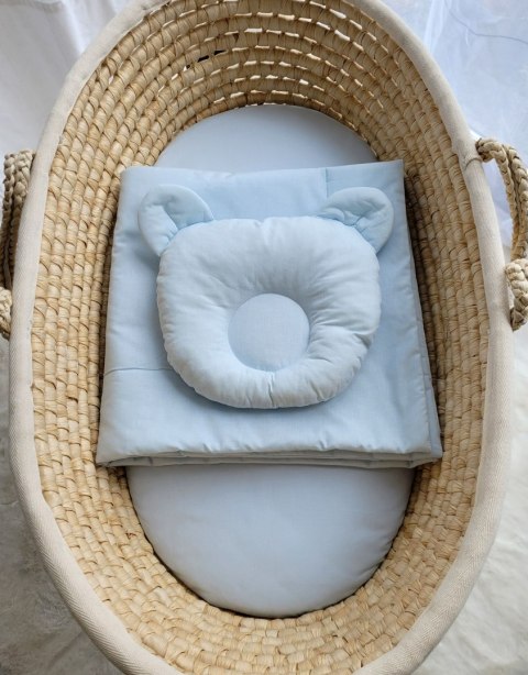 My Sweet Baby Pościel dla niemowląt z wypełnieniem kołderka i poduszka profilowana Miś - zestaw 2cz. - niebieski