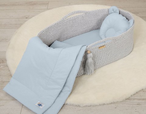 My Sweet Baby Pościel dla niemowląt z wypełnieniem kołderka i poduszka profilowana Miś - zestaw 2cz. - niebieski