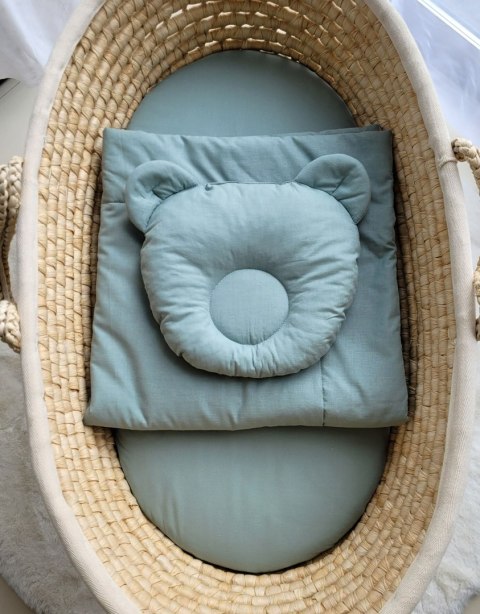 My Sweet Baby Pościel dla niemowląt z wypełnieniem kołderka i poduszka profilowana Miś - zestaw 2cz. - szałwia