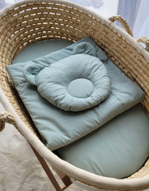 My Sweet Baby Pościel dla niemowląt z wypełnieniem kołderka i poduszka profilowana Miś - zestaw 2cz. - szałwia