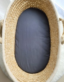 My Sweet Baby Prześcieradło bawełniane do kosza Mojżesza Boho wózka gondoli 75x35 cm - antracyt