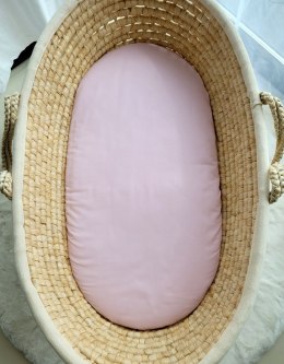 My Sweet Baby Prześcieradło bawełniane do kosza Mojżesza Boho wózka gondoli 75x35 cm - brudny róż