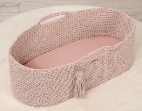 My Sweet Baby Prześcieradło bawełniane do kosza Mojżesza Boho wózka gondoli 75x35 cm - brudny róż