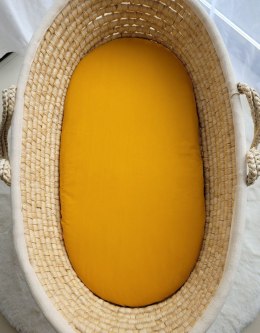 My Sweet Baby Prześcieradło bawełniane do kosza Mojżesza Boho wózka gondoli 75x35 cm - musztardowe