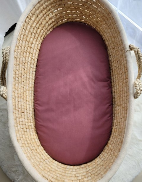 My Sweet Baby Prześcieradło bawełniane do kosza Mojżesza Boho wózka gondoli 75x35 cm - róż retro