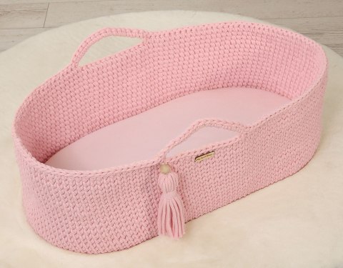My Sweet Baby Prześcieradło bawełniane do kosza Mojżesza Boho wózka gondoli 75x35 cm - różowe