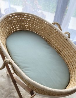 My Sweet Baby Prześcieradło bawełniane do kosza Mojżesza Boho wózka gondoli 75x35 cm - szałwia