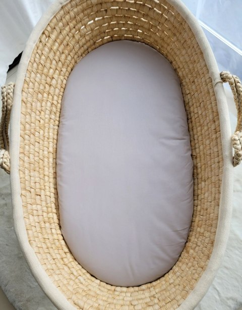 My Sweet Baby Prześcieradło bawełniane do kosza Mojżesza Boho wózka gondoli 75x35 cm - szare