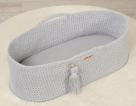 My Sweet Baby Prześcieradło bawełniane do kosza Mojżesza Boho wózka gondoli 75x35 cm - szare