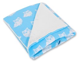 Bobono Duży otulacz dwustronny kocyk do fotelika nosidełka dla niemowląt - Sowy niebieskie