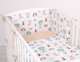 Bobono Dwustronna pościel dla dzieci 2-częściowa bawełniana - beżowe liski/beż