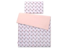 Bobono Dwustronna pościel dla dzieci 2-częściowa bawełniana - buldożki białe